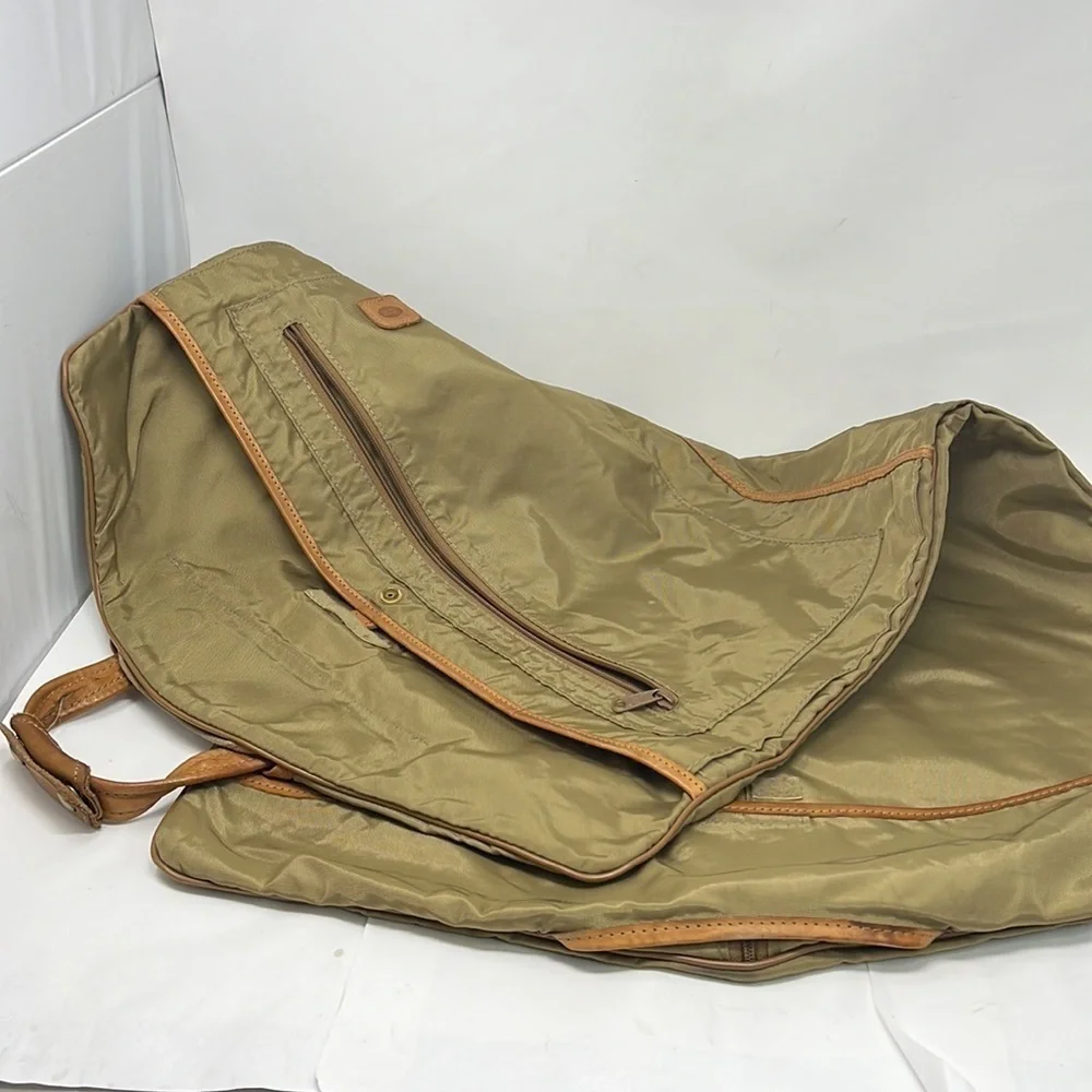 Vintage HARTMANN Lightweight Garment Travel Bag Tan Nylon & Leather Trim